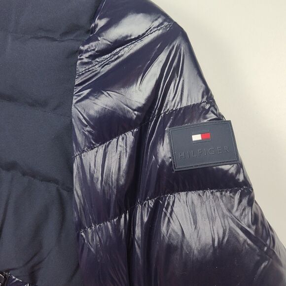Tommy Hilfiger Puffer Coat Men's XL Navy Blue Full-Zip Hooded Insulated - Picture 8 of 13